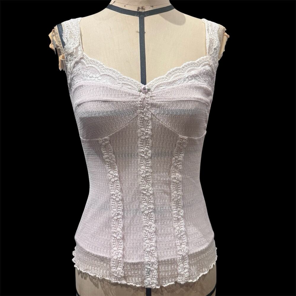 Ann Ferriday Rare Spider Mesh Seamed Cup Corset Top S/M